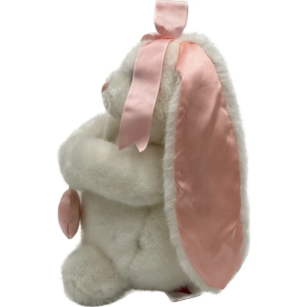 Vtg 1992 Dakin Bunny Rabbit Plush Stuffed Animal Floppy Satin Ears Heart Easter - Picture 4 of 10